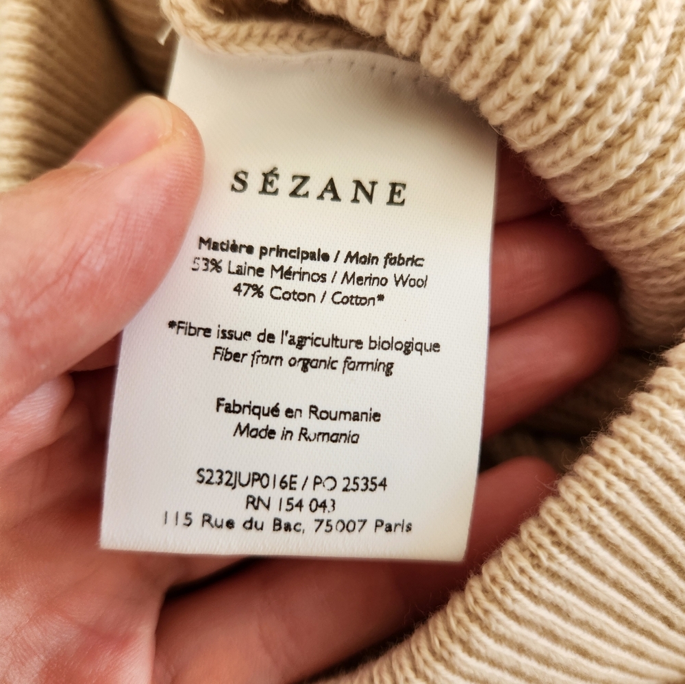 Sezane Naelle Midi Knit Skirt Merino Wool Cotton Natural Size Small - Picture 6 of 8